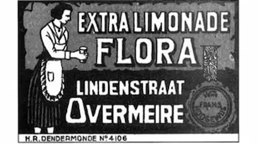 Historisch etiket van Limonadefabriek Flora, symbool van 70 jaar limonadeproducttie