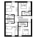 Grondplan slaapkamers bovenverdieping vakantiewoning